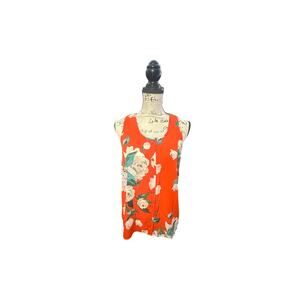 Cabi Red Floral Button-Down Tank Top – Size S, Vibrant & Flowy